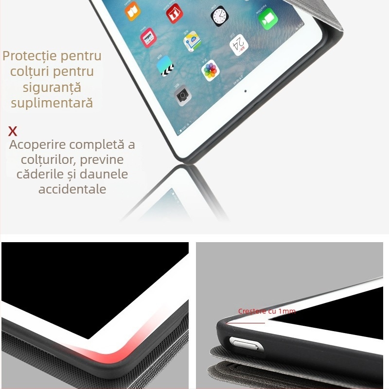 Carcasă de protecție din silicon pentru iPad Air 5/6/7, gravură în relief, protecție anti-cădere, suport pentru modul de repaus