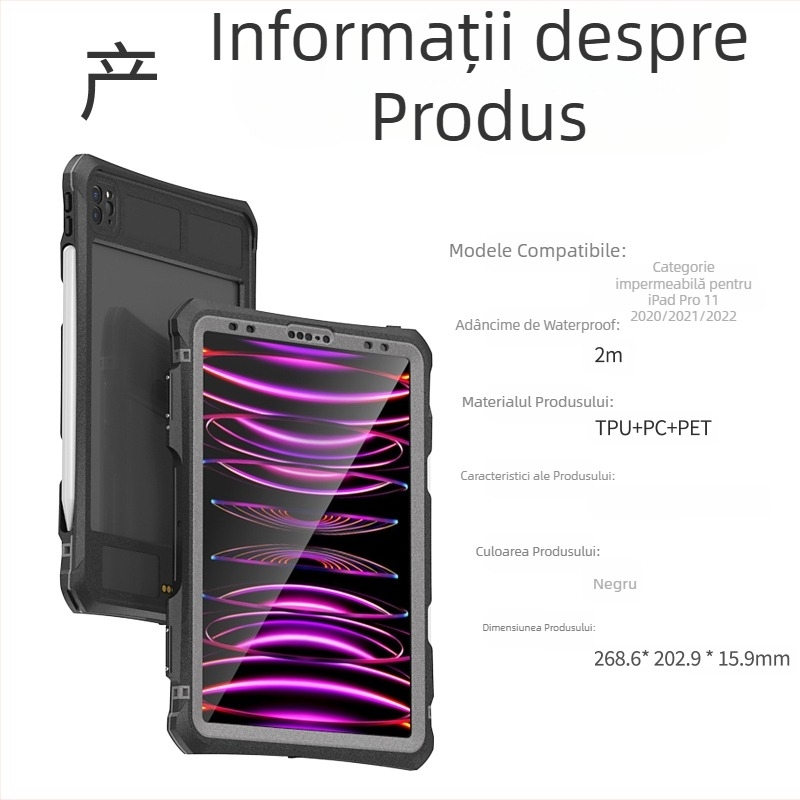 Red Pepper husă impermeabilă pentru iPad Pro (2020–2022) – Material PC, Antișoc, Suport