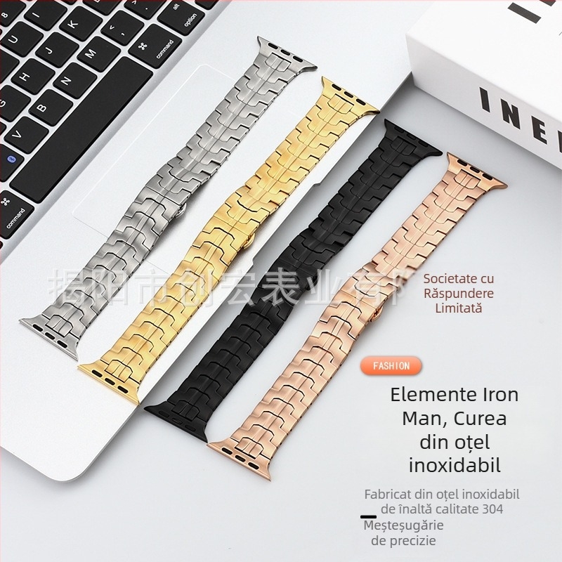 Brățară pentru Apple Watch din oțel inoxidabil 304, iarnă 2023, curea Apple versatilă, stil Fashion Commuter.
