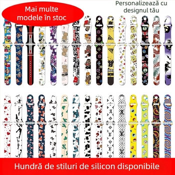 Brățară din silicon pentru Apple Watch, compatibilă cu seriile 3–7, imprimare personalizabilă, stil fashion