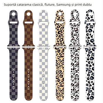 Brățară din silicon pentru Apple Watch, compatibilă cu seriile 3–7, imprimare personalizabilă, stil fashion