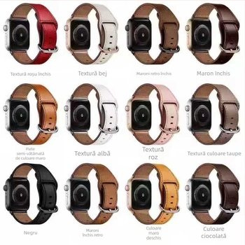 Phadi curea de ceas din piele naturală pentru Apple, Huawei, FB și Xiaomi – găuri japoneze, cataramă semicerc, stil fashion, înlocuire clasică