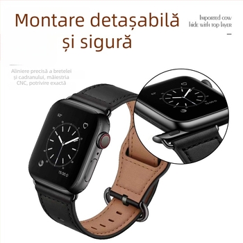 Phadi curea de ceas din piele naturală pentru Apple, Huawei, FB și Xiaomi – găuri japoneze, cataramă semicerc, stil fashion, înlocuire clasică
