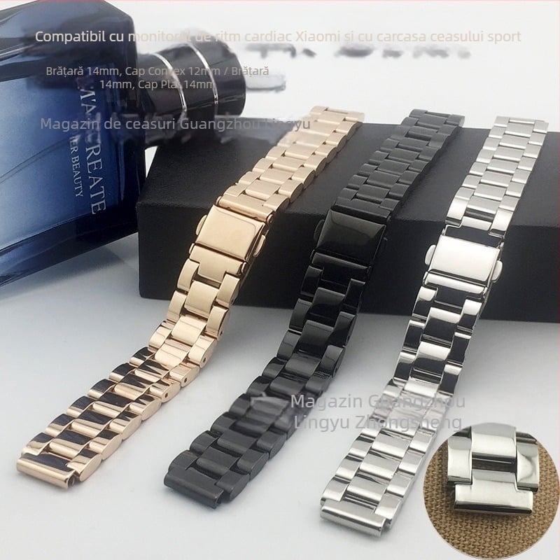 Brățară Milanese din oțel inoxidabil pentru Mi Band 3/4/5, cu trei mărgele, compatibilă cu Mi Band 3/4/5, material: oțel inoxidabil, design: Milanese cu trei mărgele, stil: fashion commuter