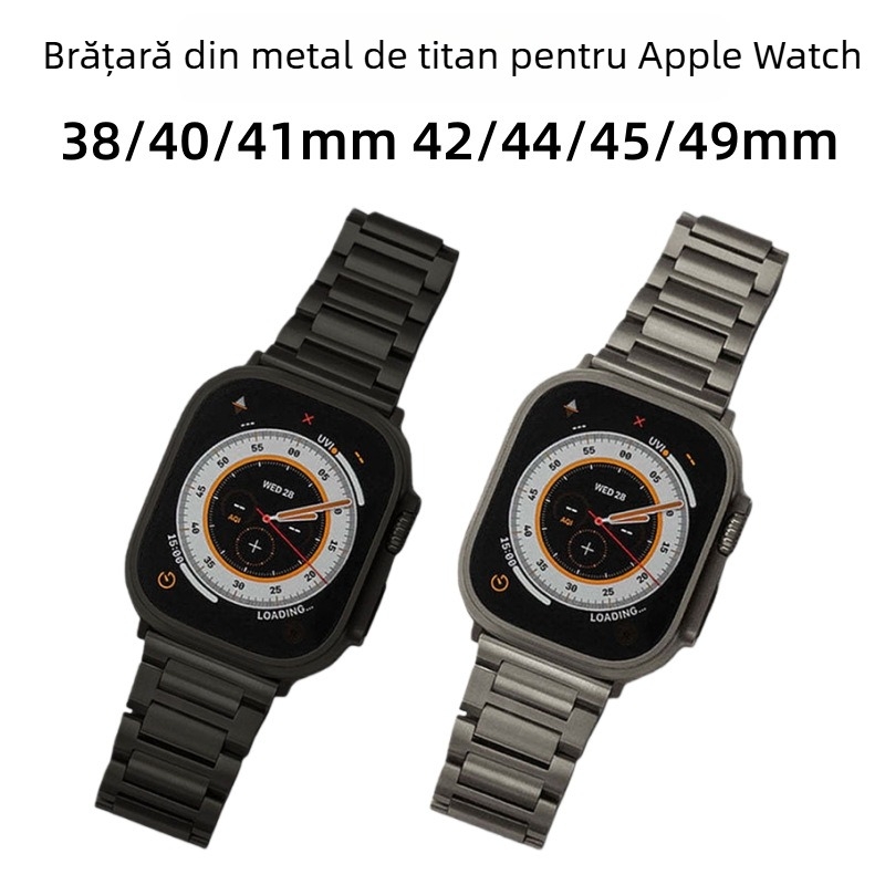 Brățară pentru Apple Watch Ultra3 Series11 – aliaj de titan, cataramă plată în formă de I, interfață de 22 mm