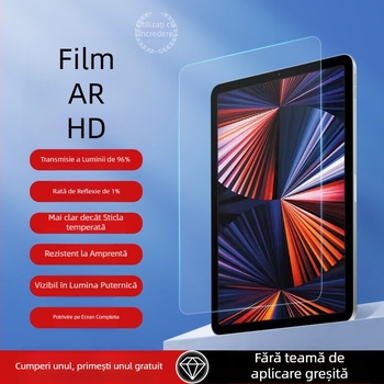 Protecție ecran PET pentru Apple iPad — film frontal, claritate HD, antibacterian și antiamprentă; compatibil cu iPad Apple; atașare prin adsorbție cu adezare completă și prindere magnetică