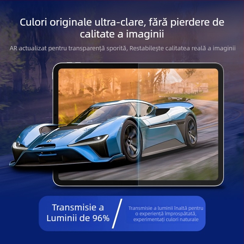 Protecție ecran PET pentru Apple iPad — film frontal, claritate HD, antibacterian și antiamprentă; compatibil cu iPad Apple; atașare prin adsorbție cu adezare completă și prindere magnetică