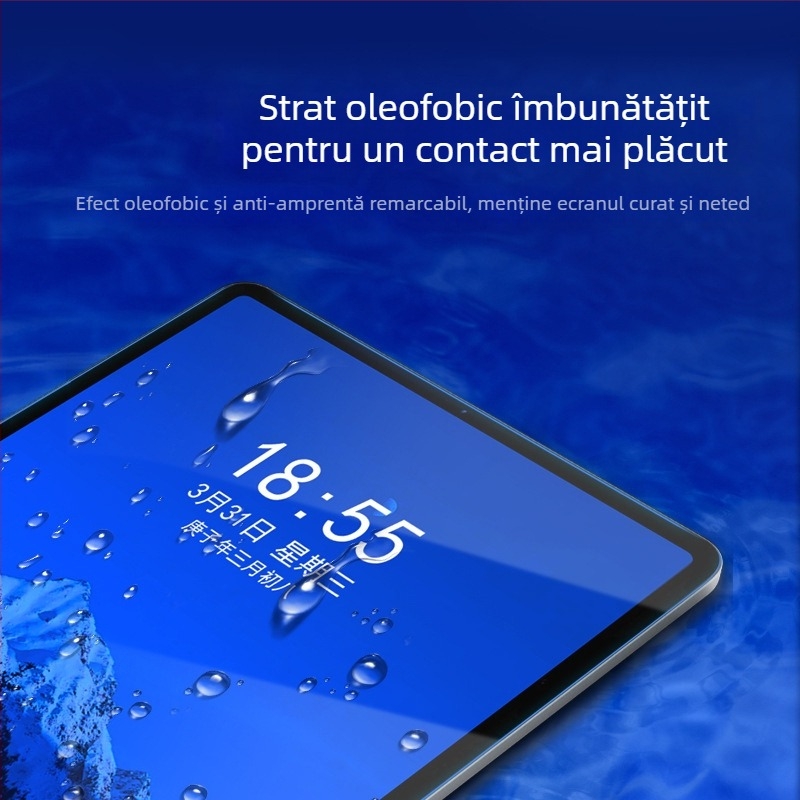 Protecție ecran PET pentru Apple iPad — film frontal, claritate HD, antibacterian și antiamprentă; compatibil cu iPad Apple; atașare prin adsorbție cu adezare completă și prindere magnetică
