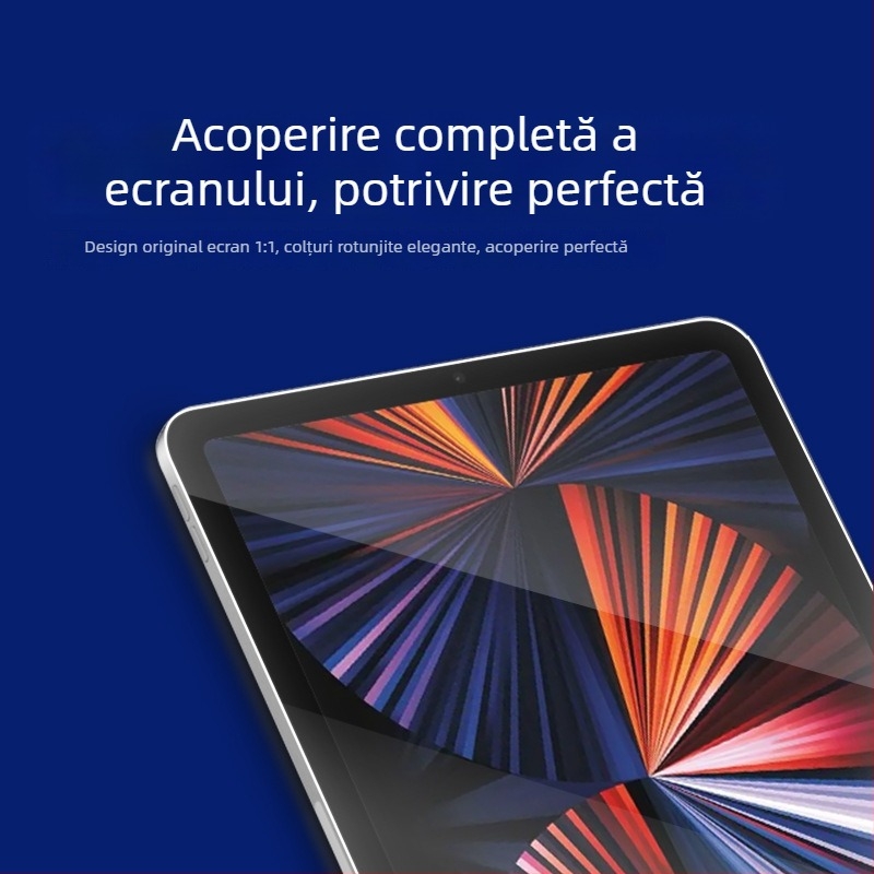 Protecție ecran PET pentru Apple iPad — film frontal, claritate HD, antibacterian și antiamprentă; compatibil cu iPad Apple; atașare prin adsorbție cu adezare completă și prindere magnetică