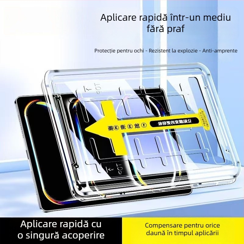 Protecție pentru ecran din sticlă temperată pentru iPad Air 6 și iPad Pro (2018–2022) – claritate înaltă, anti-amprentă, anti-lumină albastră