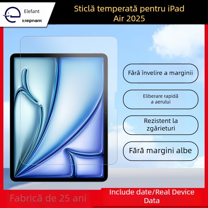 Protecție ecran din geam temperat pentru iPad Air 7 – claritate HD, rezistent la zgârieturi, anti-amprentă, folie frontală, sticlă cu aluminiu înalt