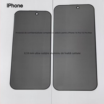 Protecție ecran iPhone din sticlă tempered, adeziv complet, folie frontală, intimitate anti-peep, 0.15mm