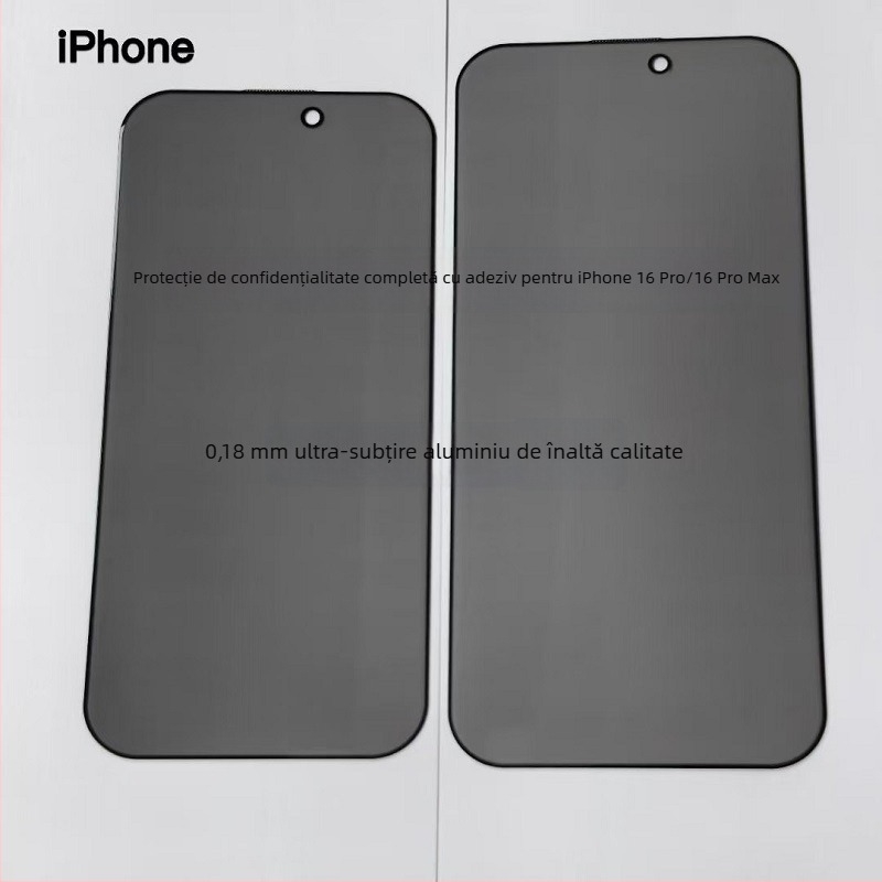 Protecție ecran iPhone din sticlă tempered, adeziv complet, folie frontală, intimitate anti-peep, 0.15mm