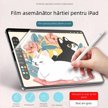 Film de scriere pentru iPad cu suprafață asemănătoare hârtiei — protecție ecran frontal din hidrogel pentru iPad Pro 2020/11, Air 3, Mini 4, Air 5 — HD, Antipraf, Rezistent la cădere, Auto-reparare