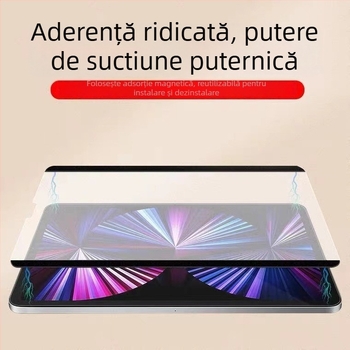 Protecție ecran iPad magnetic detașabilă – PET film, mat, antiamprentă, suprafață asemănătoare hârtiei, aderență electrostatică