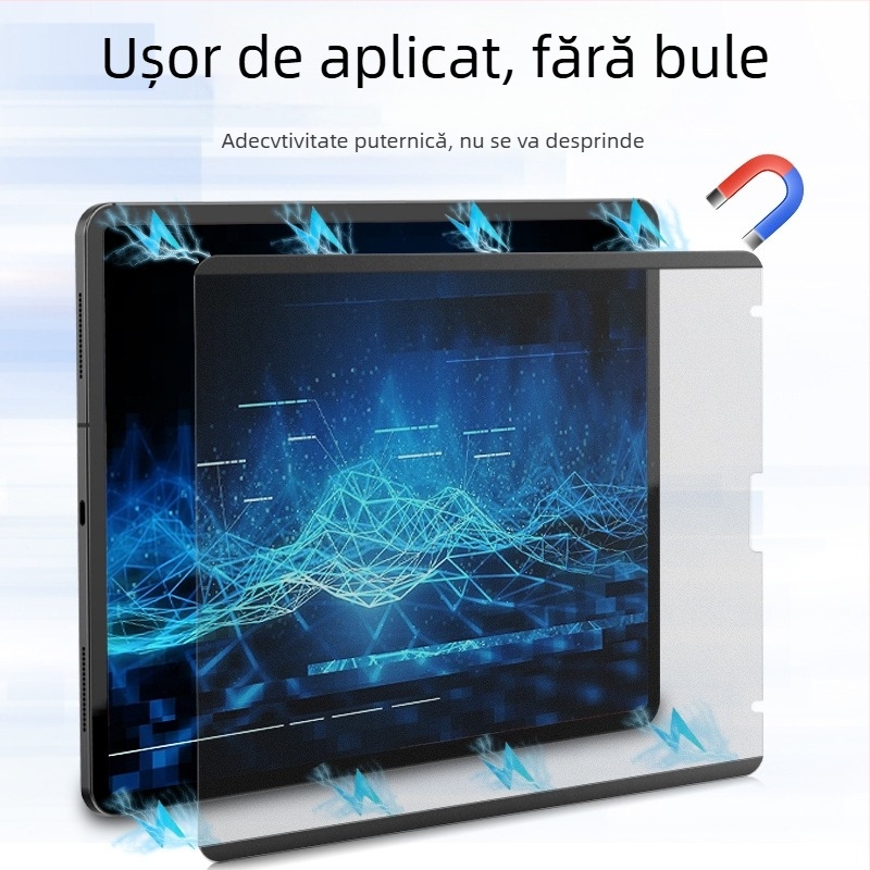 Film PET frontal pentru iPad Pro 11, atașare magnetică, senzație de hârtie, finisaj mat, antiamprentă