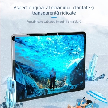 Protecție pentru ecran iPad din sticlă temperată – folie frontală cu aspect hârtie, prindere magnetică, HD anti-amprentă