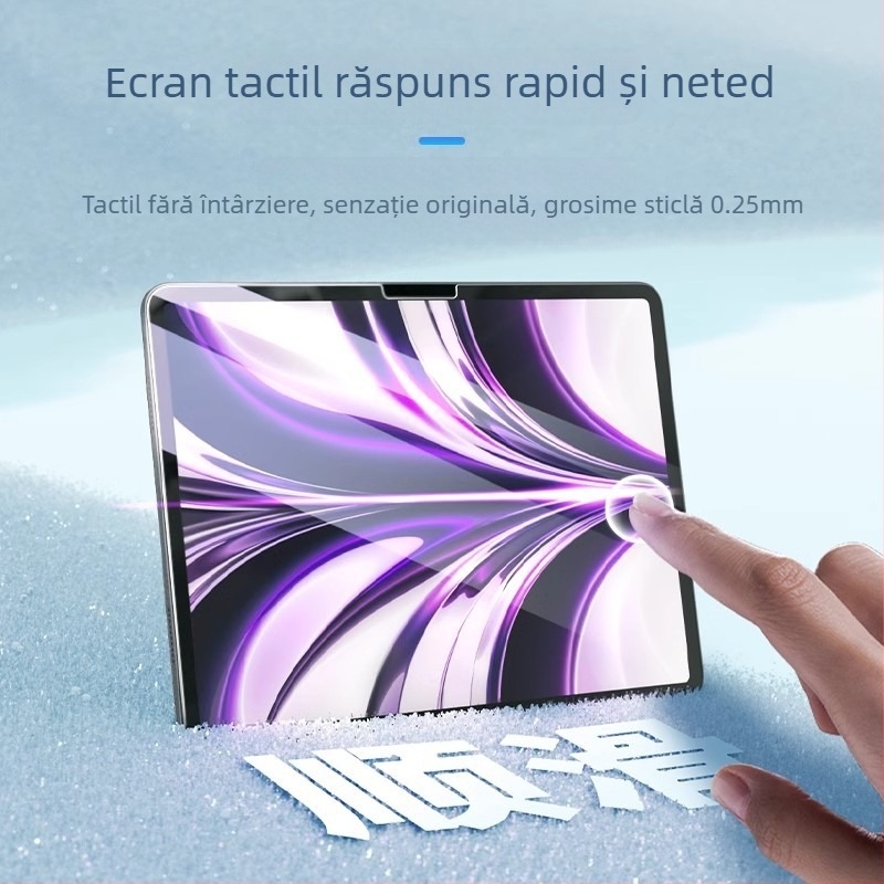 Protecție pentru ecran iPad din sticlă temperată – folie frontală cu aspect hârtie, prindere magnetică, HD anti-amprentă