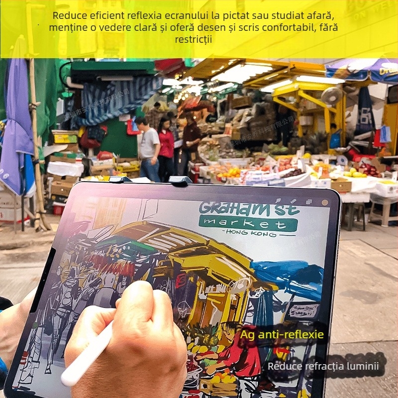 Film PET cu textură de hârtie pentru iPad — ultra-subțire, suprafață mată, anti-amprentă, anti-lumină albastră, pentru scriere și desen