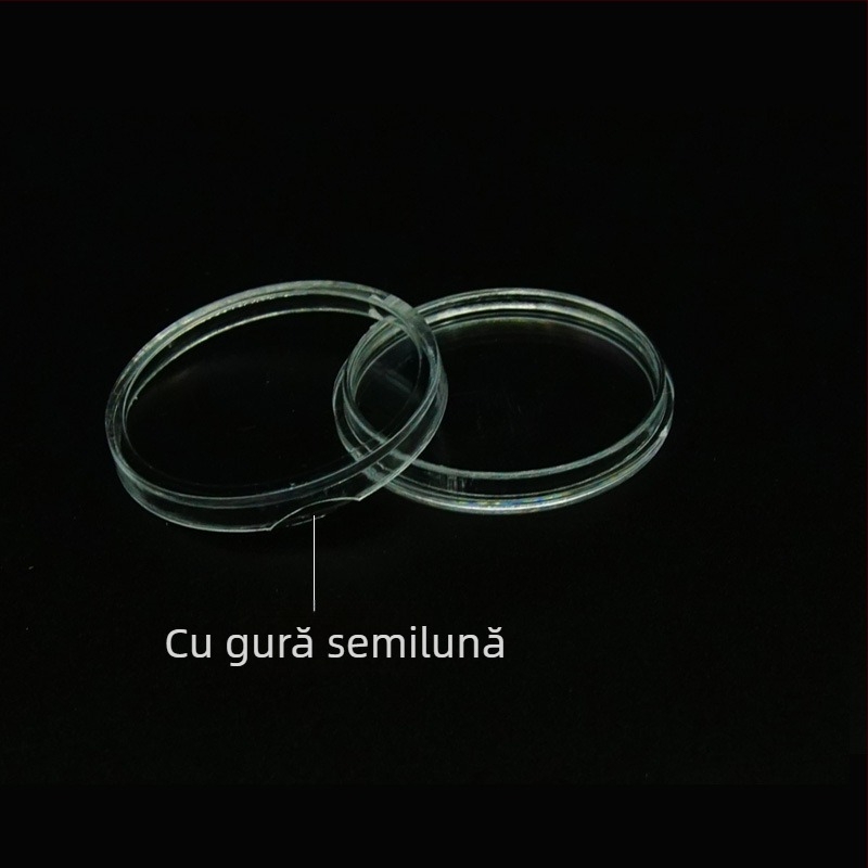 Cutie pentru monede comemorative, cutie rotundă transparentă din plastic; material PS; ambalaj: sigilat din plastic; nu este cadou