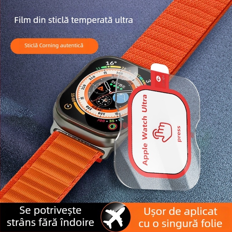 YOT folie de protecție a ecranului din sticlă temperată pentru Apple Watch Ultra 2 — instalare rapidă fără praf
