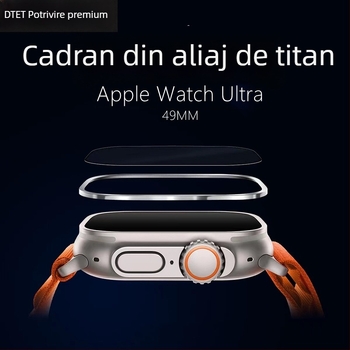 Ramă de protecție pentru Apple Watch Ultra din aliaj de titan cu sticlă întărită Top Sticker
