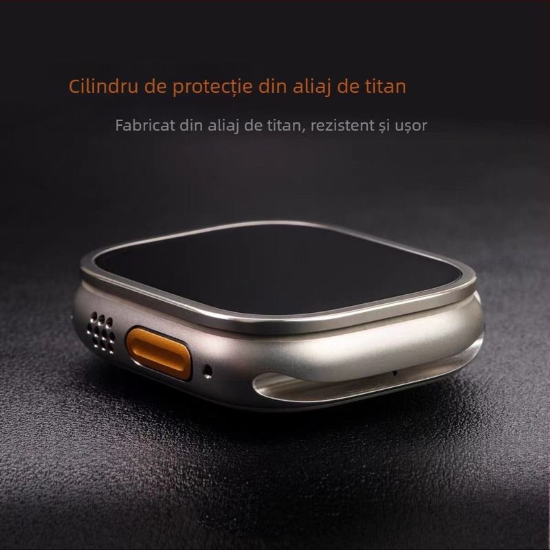 Ramă de protecție pentru Apple Watch Ultra din aliaj de titan cu sticlă întărită Top Sticker
