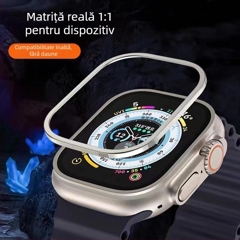 Ramă de protecție pentru Apple Watch Ultra din aliaj de titan cu sticlă întărită Top Sticker