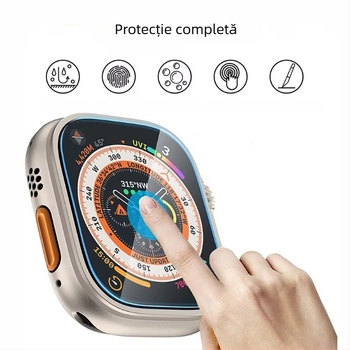 Protecție ecran Apple Watch Ultra 2 49mm – sticlă temperată, folie frontală, ecran complet, înaltă definiție, anti-amprentă