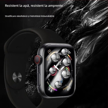 Protecție ecran Apple Watch din sticlă temperată, curbată, cu adeziv integral pentru S11