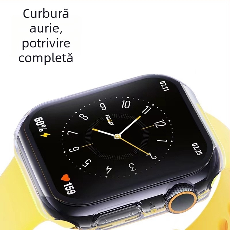 Folie de protecție Apple Watch – PC + folie temperată, 360° acoperire pentru seria 6/7