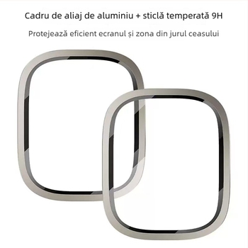 Protecție ecran din sticlă securizată cu carcasă integrată din aliaj de aluminiu și cadru metalic pentru Apple Watch Ultra