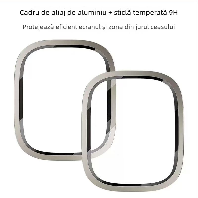 Protecție ecran din sticlă securizată cu carcasă integrată din aliaj de aluminiu și cadru metalic pentru Apple Watch Ultra