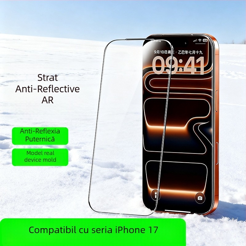 Protecție ecran din sticla temperată pentru iPhone 17 Pro Max – antireflexie, acoperire totală, anti-amprente, anti-lumină albastră