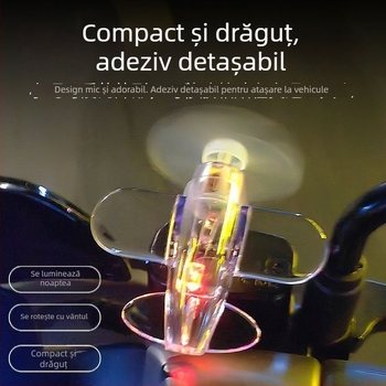 Avionuleț cu energie eoliană și LED, ornament auto din plastic