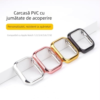 Apple Watch Seria 11, carcasă de protecție PC cu ramă semiacoperire electroplatinată, 46 mm, anti-zgârieturi și anti-cădere (S10)