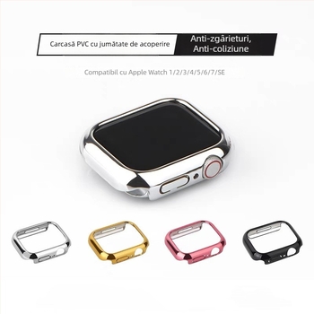 Apple Watch Seria 11, carcasă de protecție PC cu ramă semiacoperire electroplatinată, 46 mm, anti-zgârieturi și anti-cădere (S10)