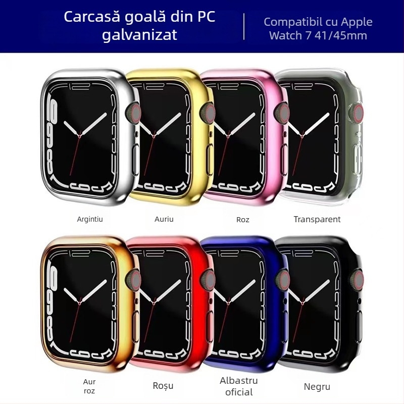 Apple Watch Seria 11, carcasă de protecție PC cu ramă semiacoperire electroplatinată, 46 mm, anti-zgârieturi și anti-cădere (S10)