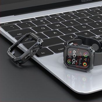 Carcasă de protecție TPU pentru Apple Watch, textură fibră de carbon, model dhy5r