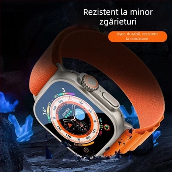 Protecție de ecran din sticlă temperată pentru Apple Watch Ultra cu cadru din aliaj de titan