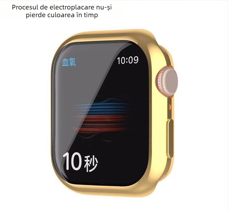 Husă de protecție Apple Watch Series 7, TPU, finisaj electroplatat anti-zgâriere