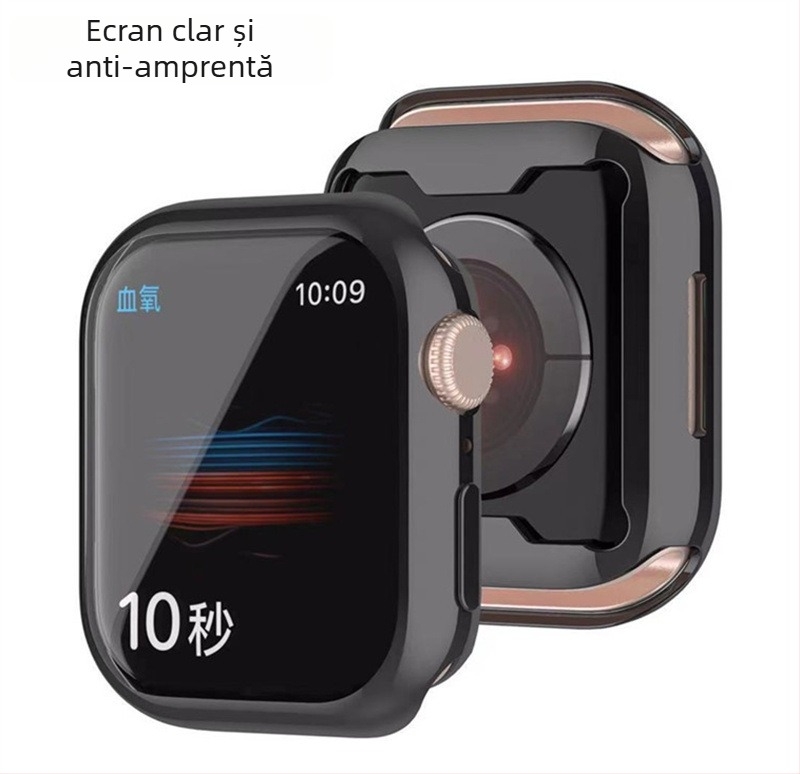 Husă de protecție Apple Watch Series 7, TPU, finisaj electroplatat anti-zgâriere