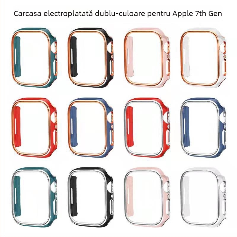 Carcasă Apple Watch Series 6–9, PC, cadru gravat decupat, finisaj electroplacat