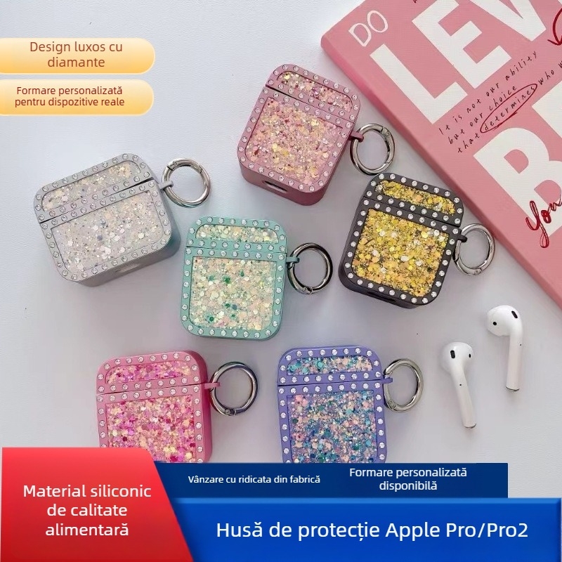 Carcasă de protecție AirPods Pro a 2-a generație, cu luciu diamantat, carcasă PC rigidă