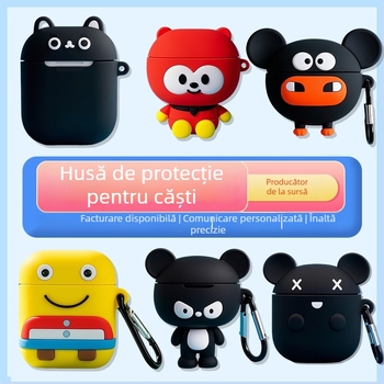 Carcasă AirPods pentru căști Bluetooth — Material PVC, Design IP 3D Cartoon, Compatibil Apple, Personalizabil