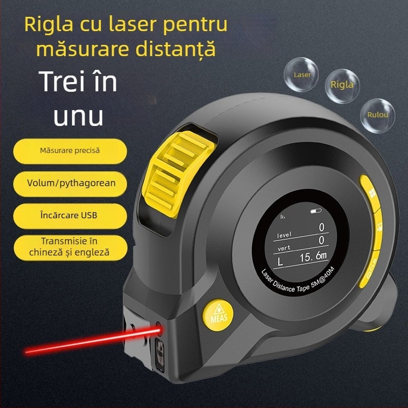 Bandă laser 3 în 1 cu afișaj digital IR, rază 40 m