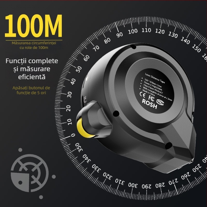 Bandă laser 3 în 1 cu afișaj digital IR, rază 40 m