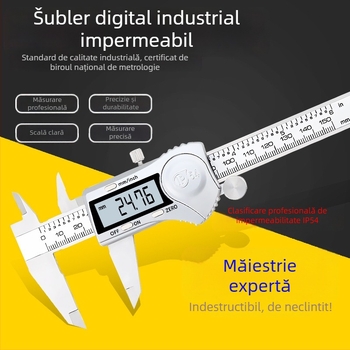 șubler digital din oțel inox IP54, afișaj electronic, precizie industrială, 150/200/300 mm