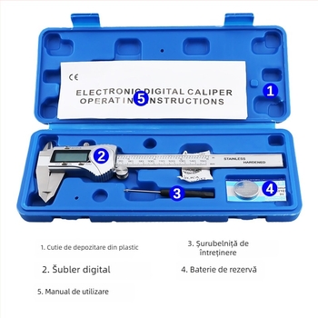 șubler digital din oțel inox IP54, afișaj electronic, precizie industrială, 150/200/300 mm