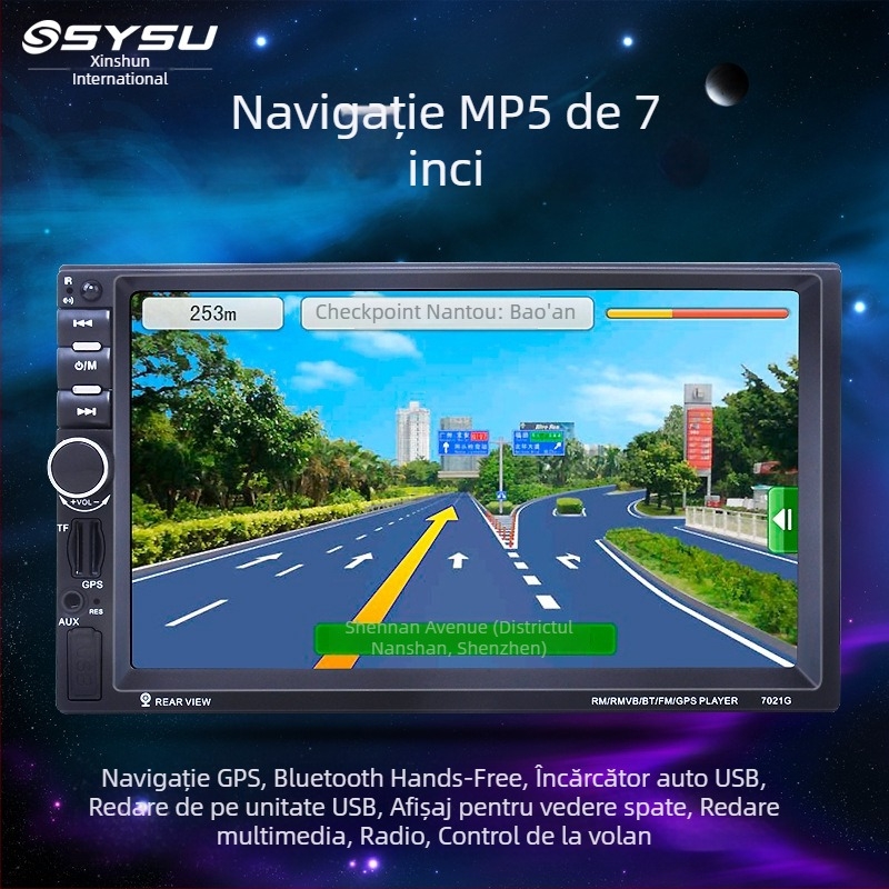 Navigație multimedia auto MP5, conectivitate cu smartphone, MP4 player, înregistrator de bord integrat și vedere de spate